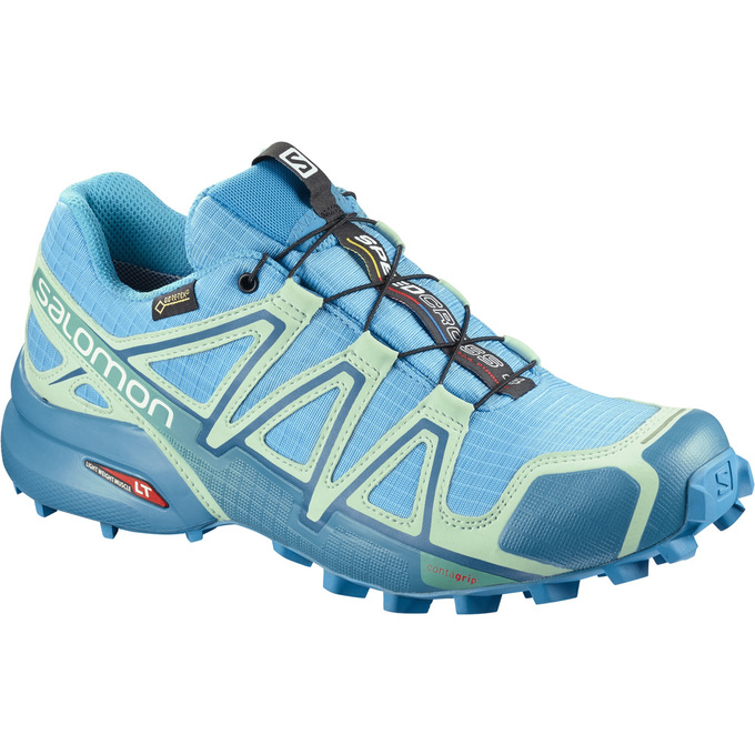 Salomon Israel SPEEDCROSS 4 GTX® W - Womens Trail Running Shoes - Light Blue (GHFZ-76248)